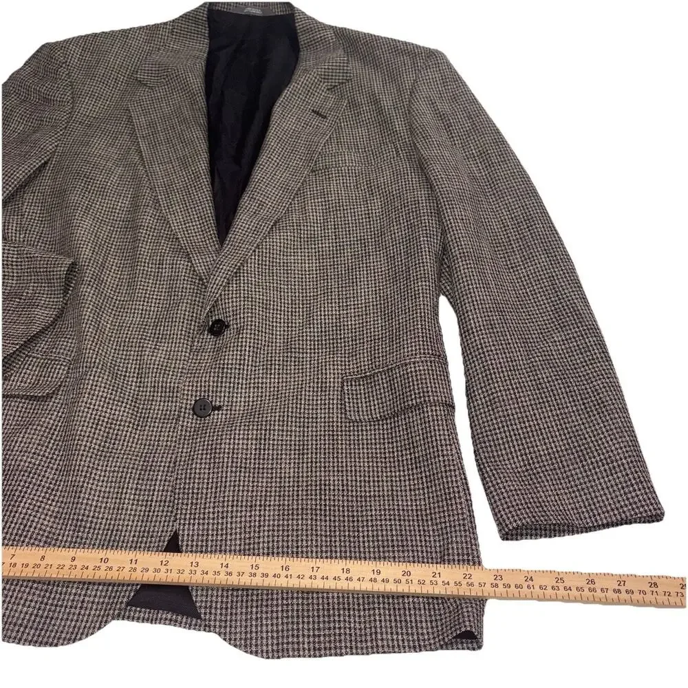Haggar Clothing Co Houndstooth Blazer 46L Single-Breasted Inner Pockets Workwear